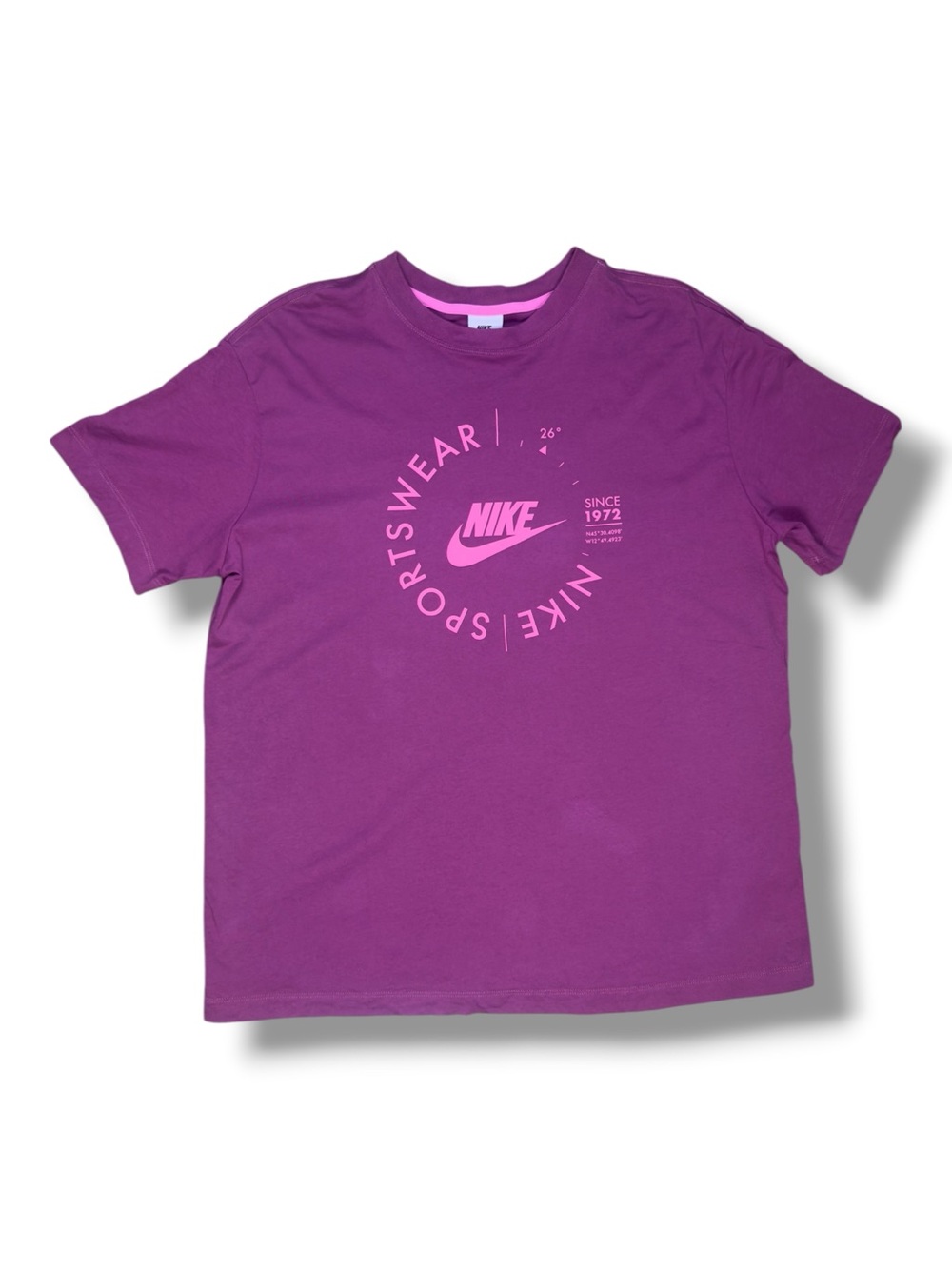 Nike Purple Short-Sleeve Tee with Pink Swoosh